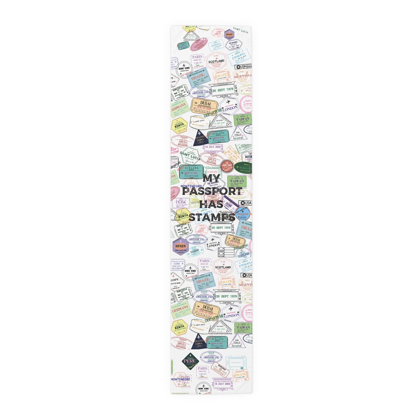 Table Runner - Passport Stamps Design