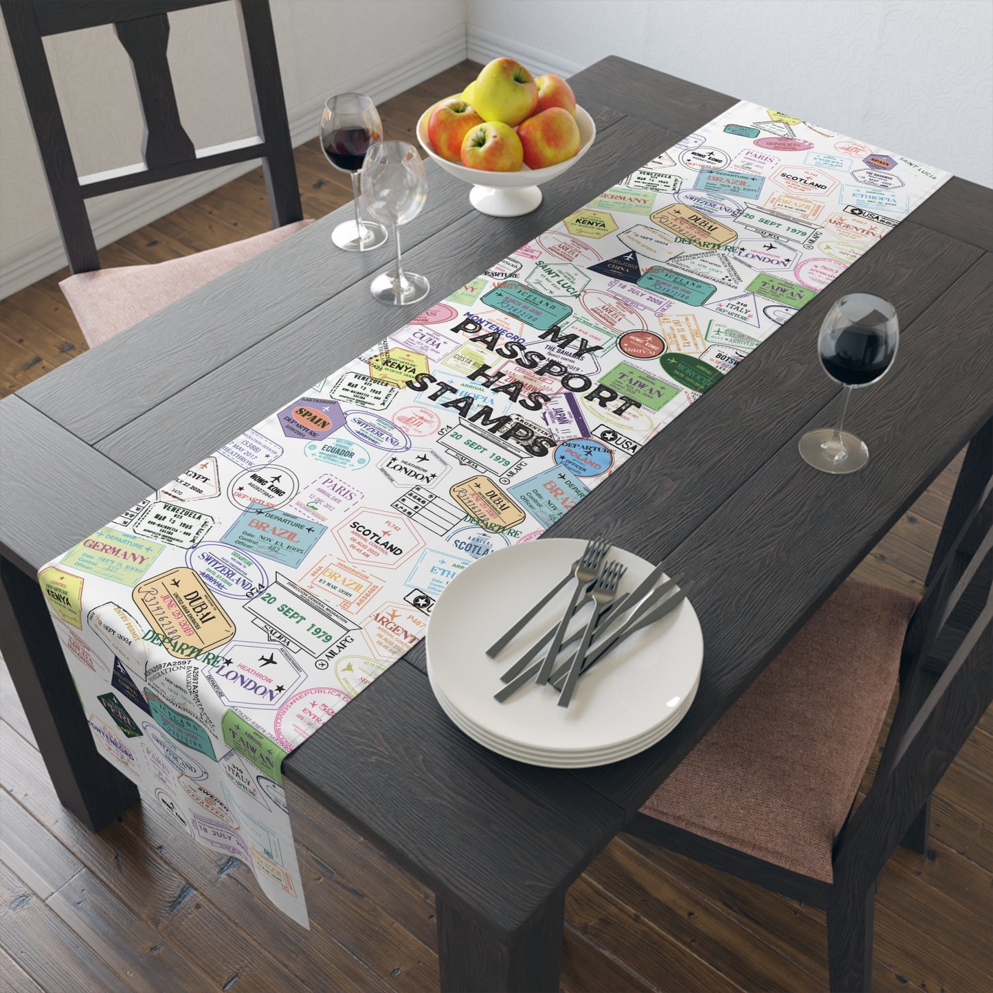 Table Runner - Passport Stamps Design