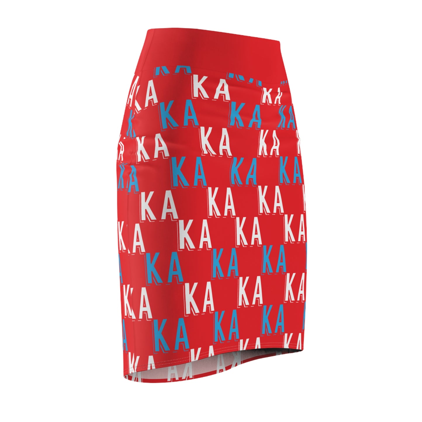 Bold Red KA Print Women's Pencil Skirt - Trendy & Stylish for Every Occasion
