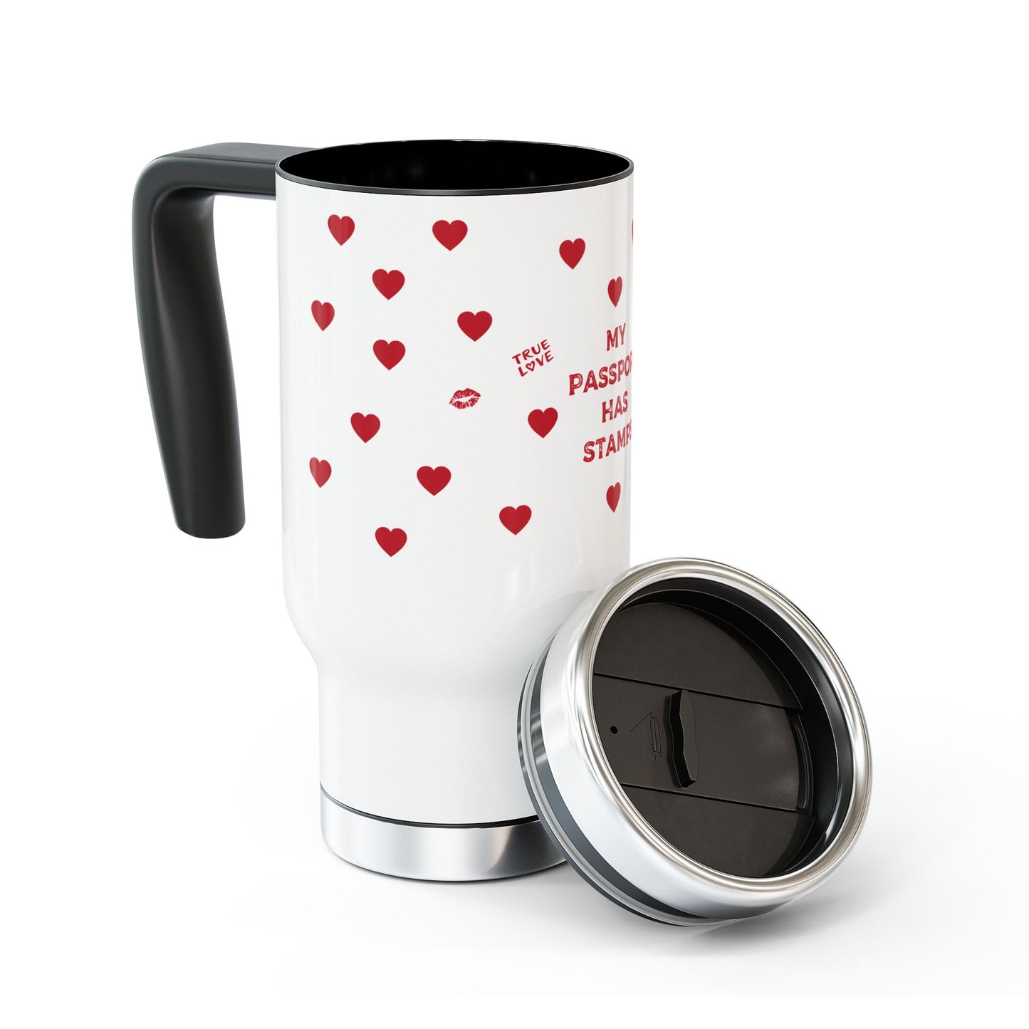 Hearts Travel Mug - 'My Passport Have Stamps' | Perfect for Adventurers & Travel Lovers