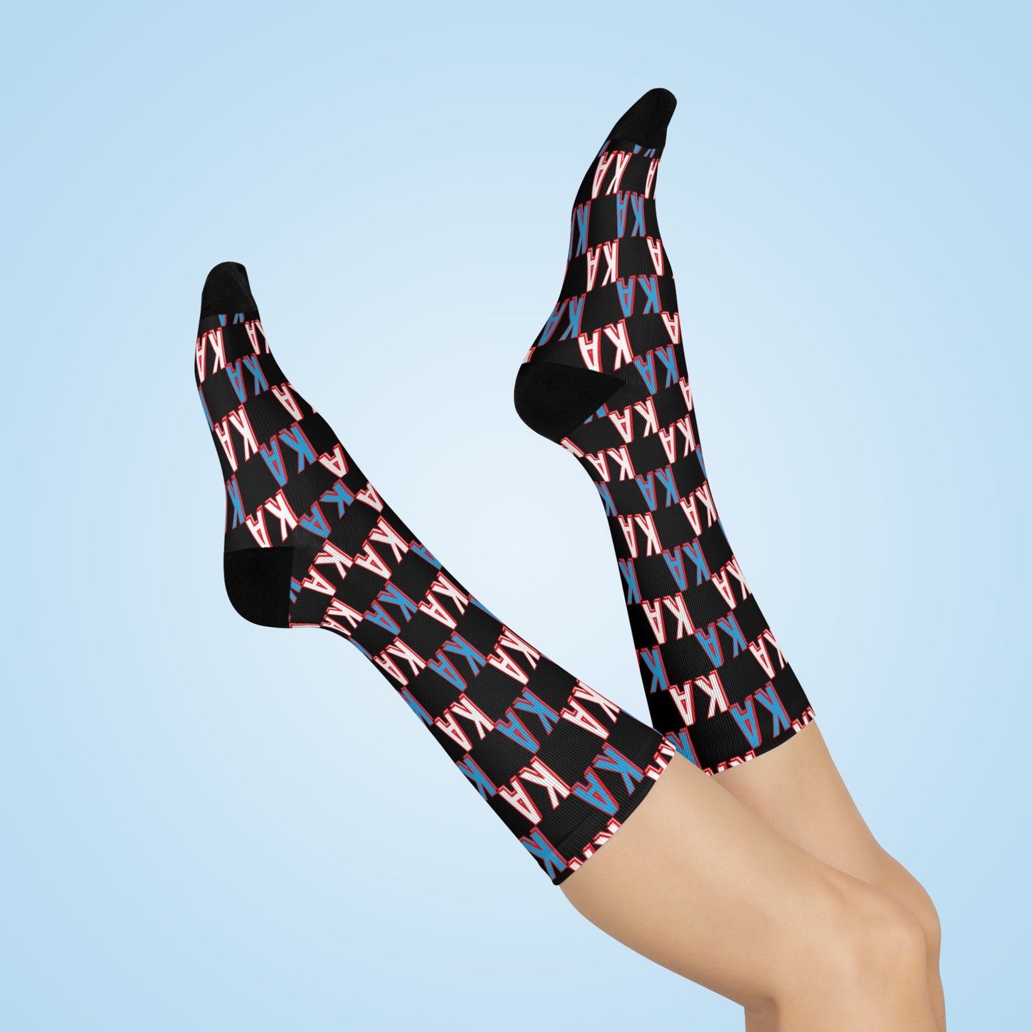 Fun Cushioned Crew Socks - Bold 'KA' Pattern - Perfect for Casual Wear & Creative Style