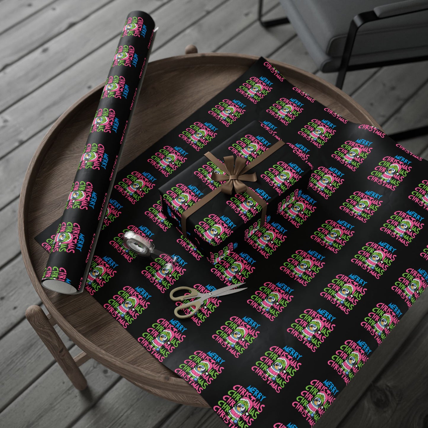 Feeling grinchy! Bluey inspired – Retro Colorful "Merry Christmas" Pattern