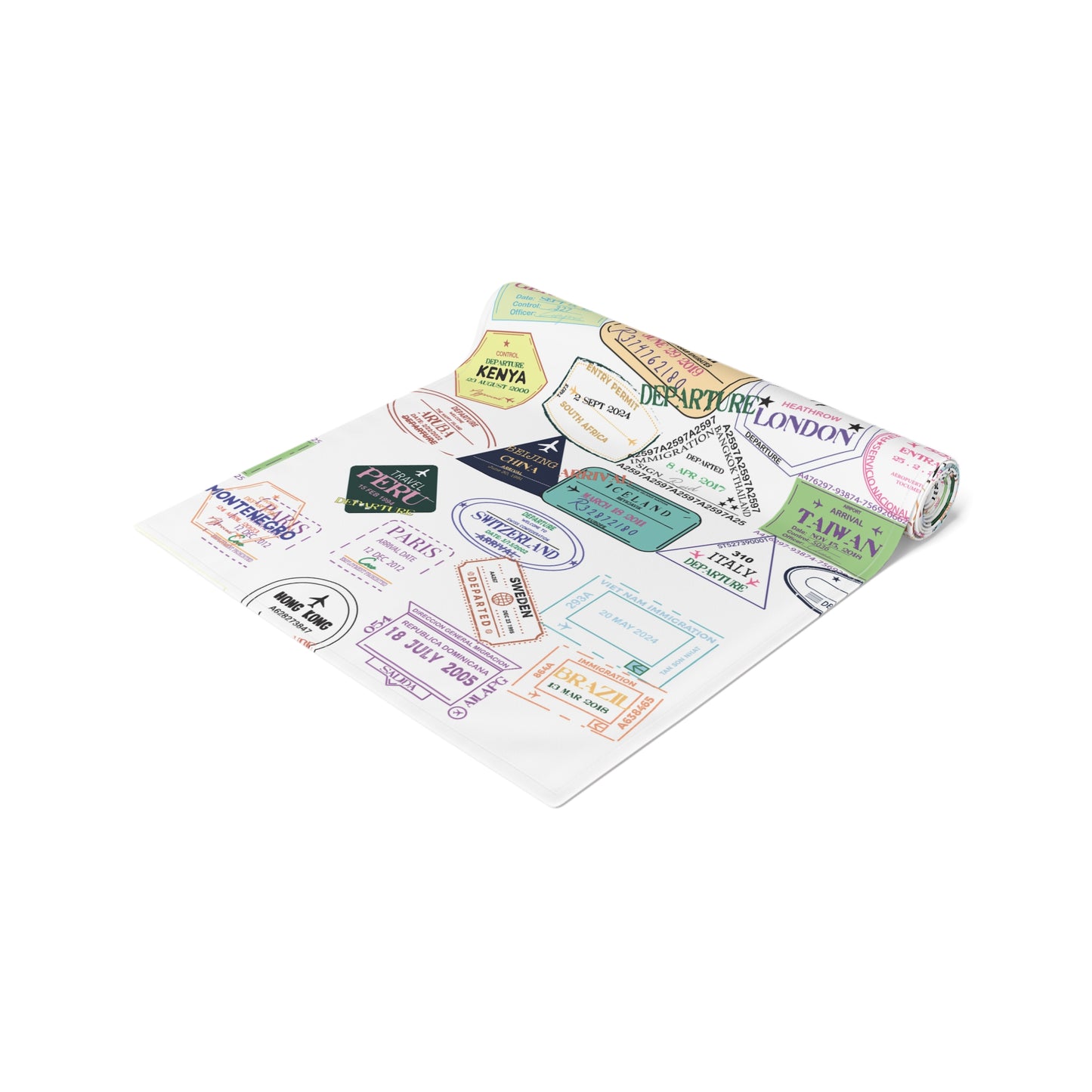 Table Runner - Passport Stamps Design