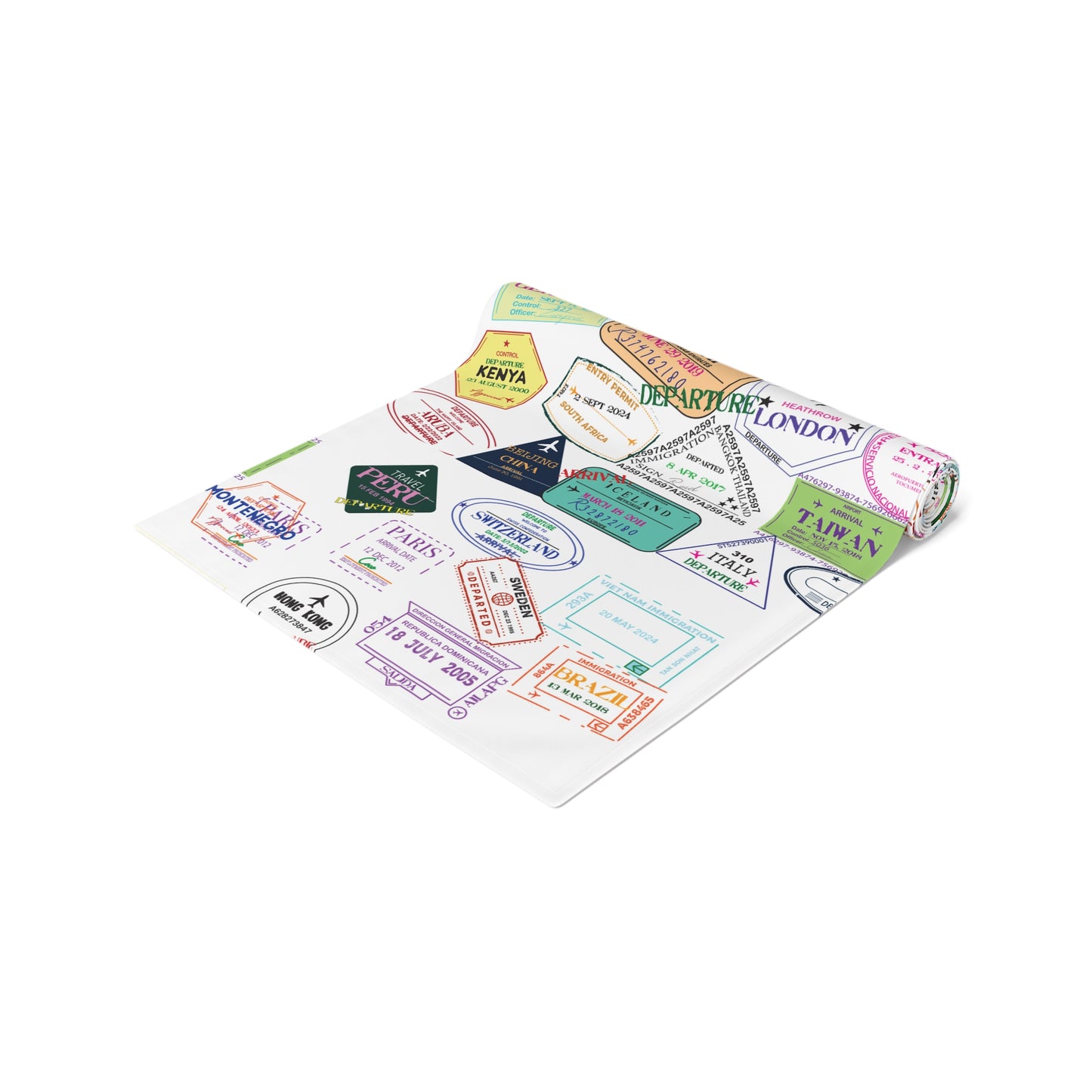 Table Runner - Passport Stamps Design