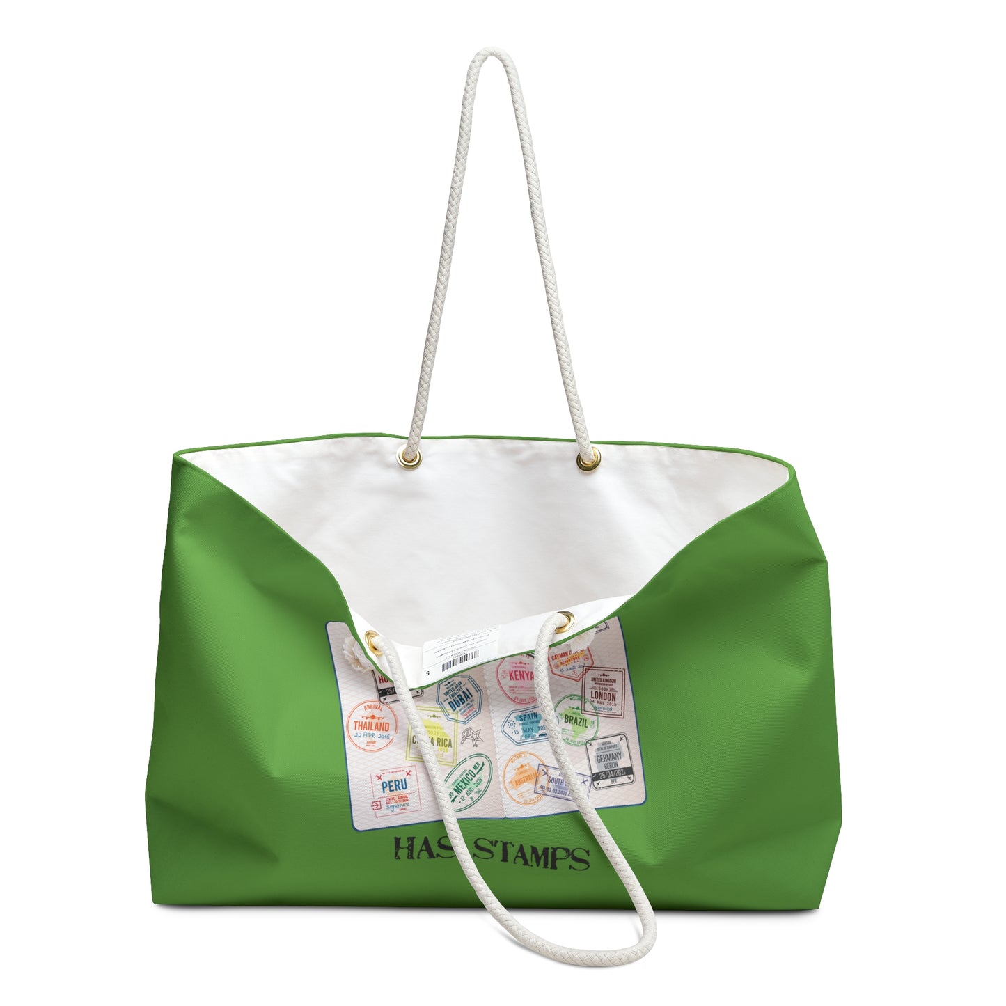 Travel Lover's Weekender Bag GREEN - 'My Passport Has Stamps'