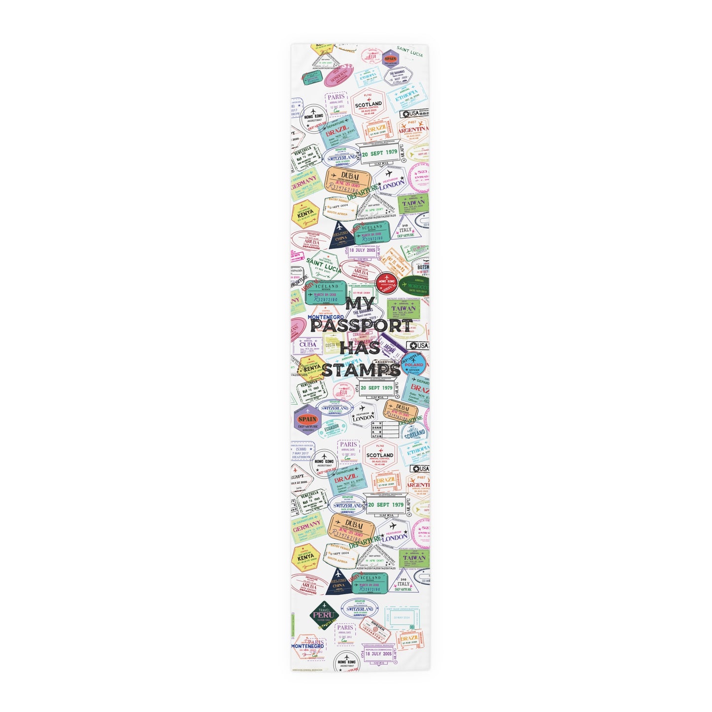 Table Runner - Passport Stamps Design