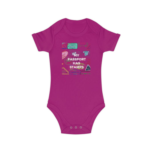 Travel-Themed Baby Bodysuit - "My Passport Has Stamps"