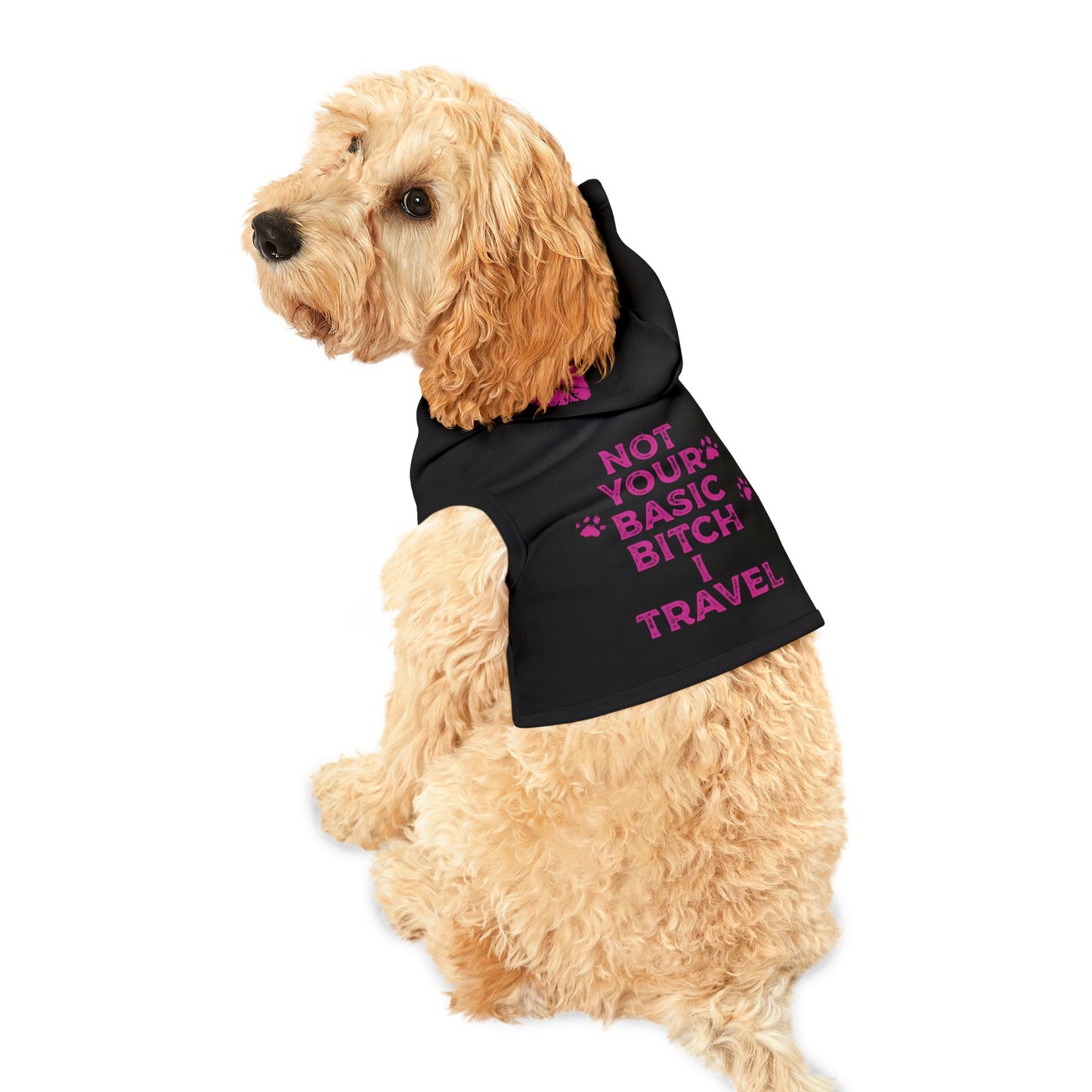 Not Your Basic Bitch I Travel Pet Hoodie - Stylish Dog Apparel for Adventurous Pets