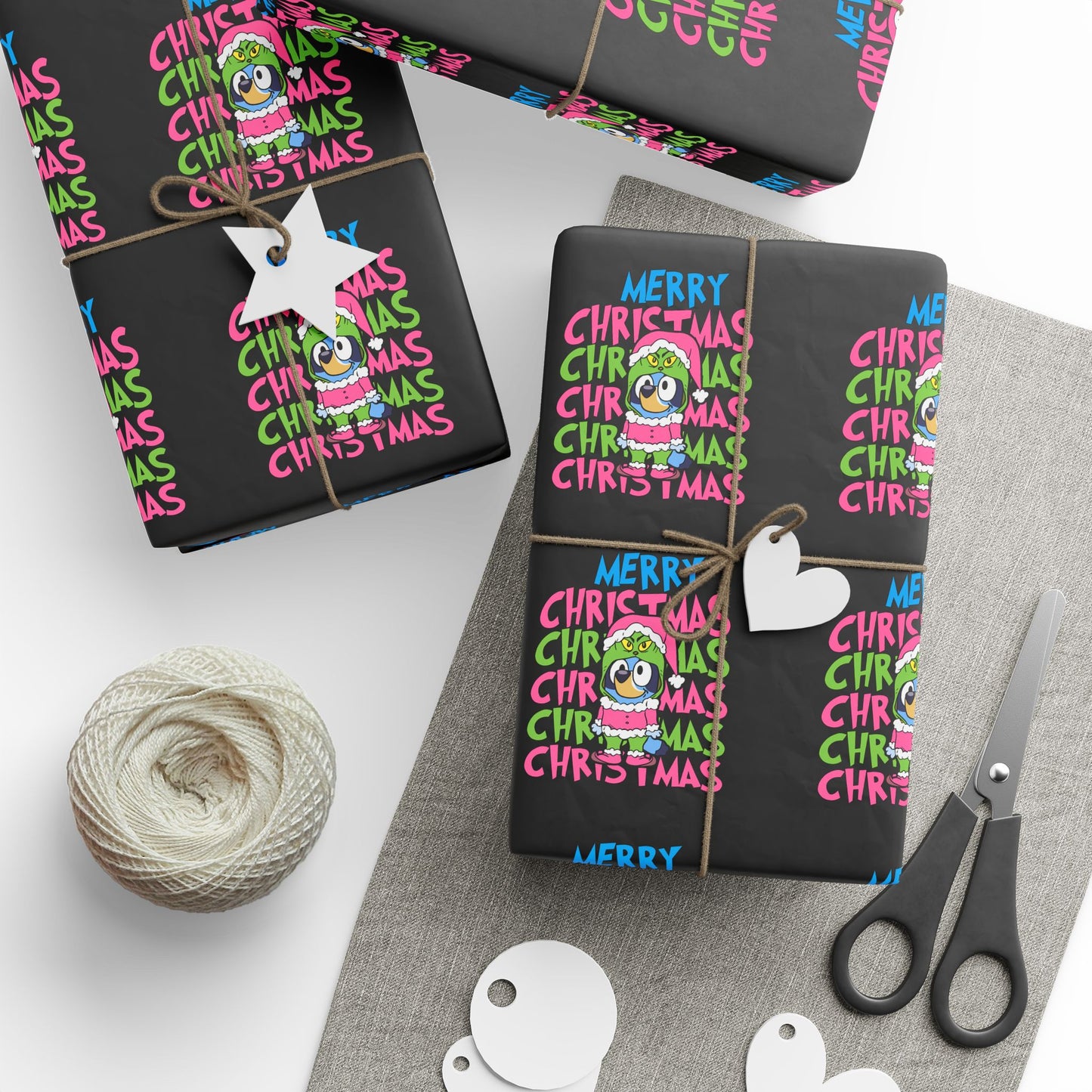 Feeling grinchy! Bluey inspired – Retro Colorful "Merry Christmas" Pattern