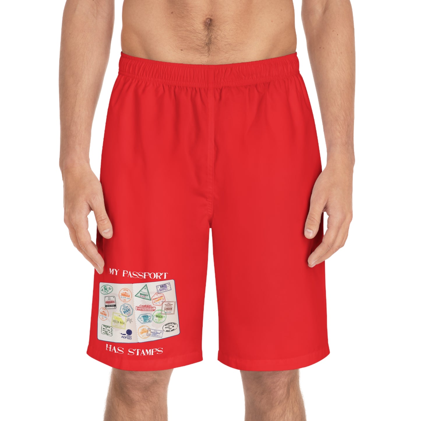 Men's Board Shorts - "My Passport Has Stamps" Travel Vibe Swimwear