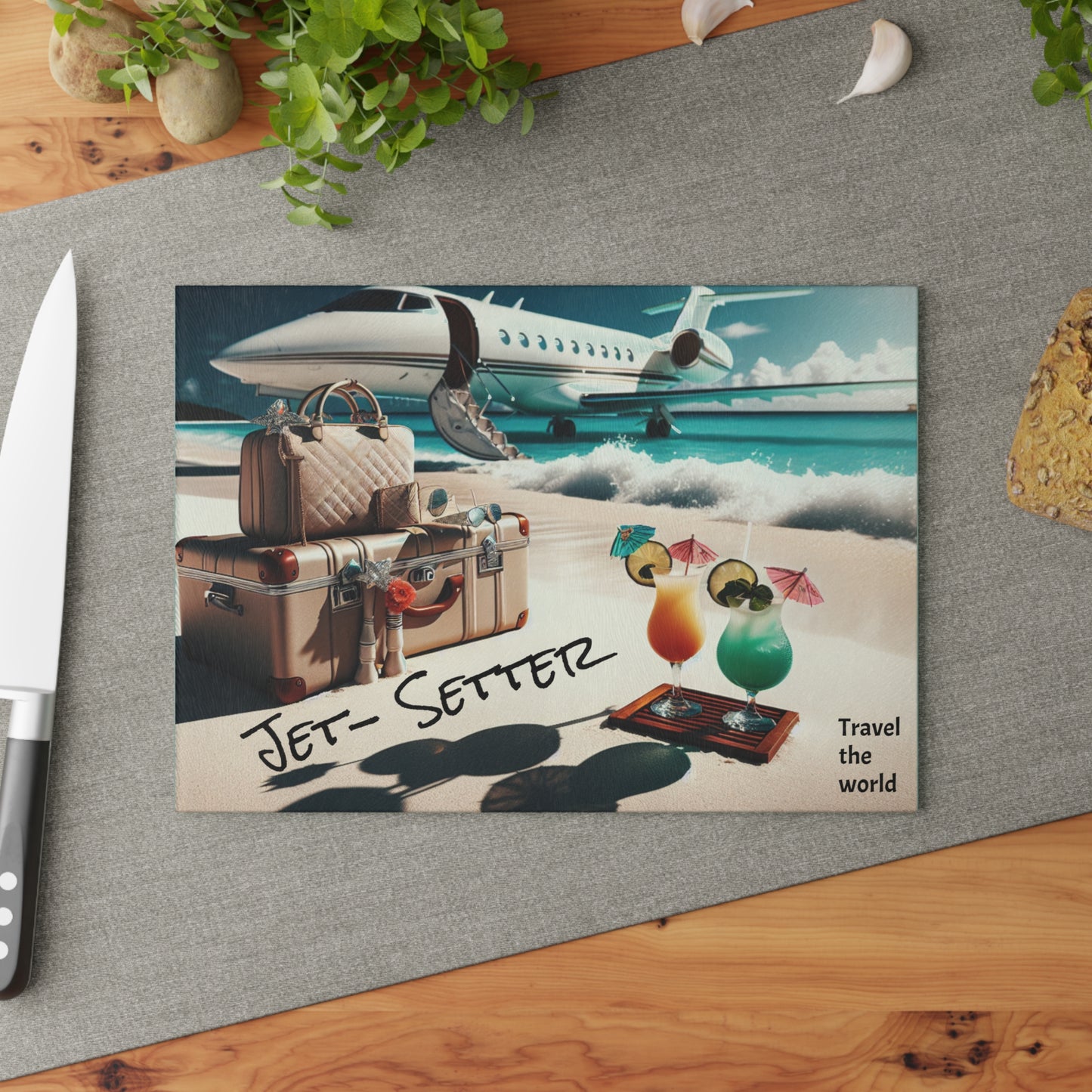 Tropical Getaway Glass Cutting Board - Perfect for Beach Lovers and Entertainers