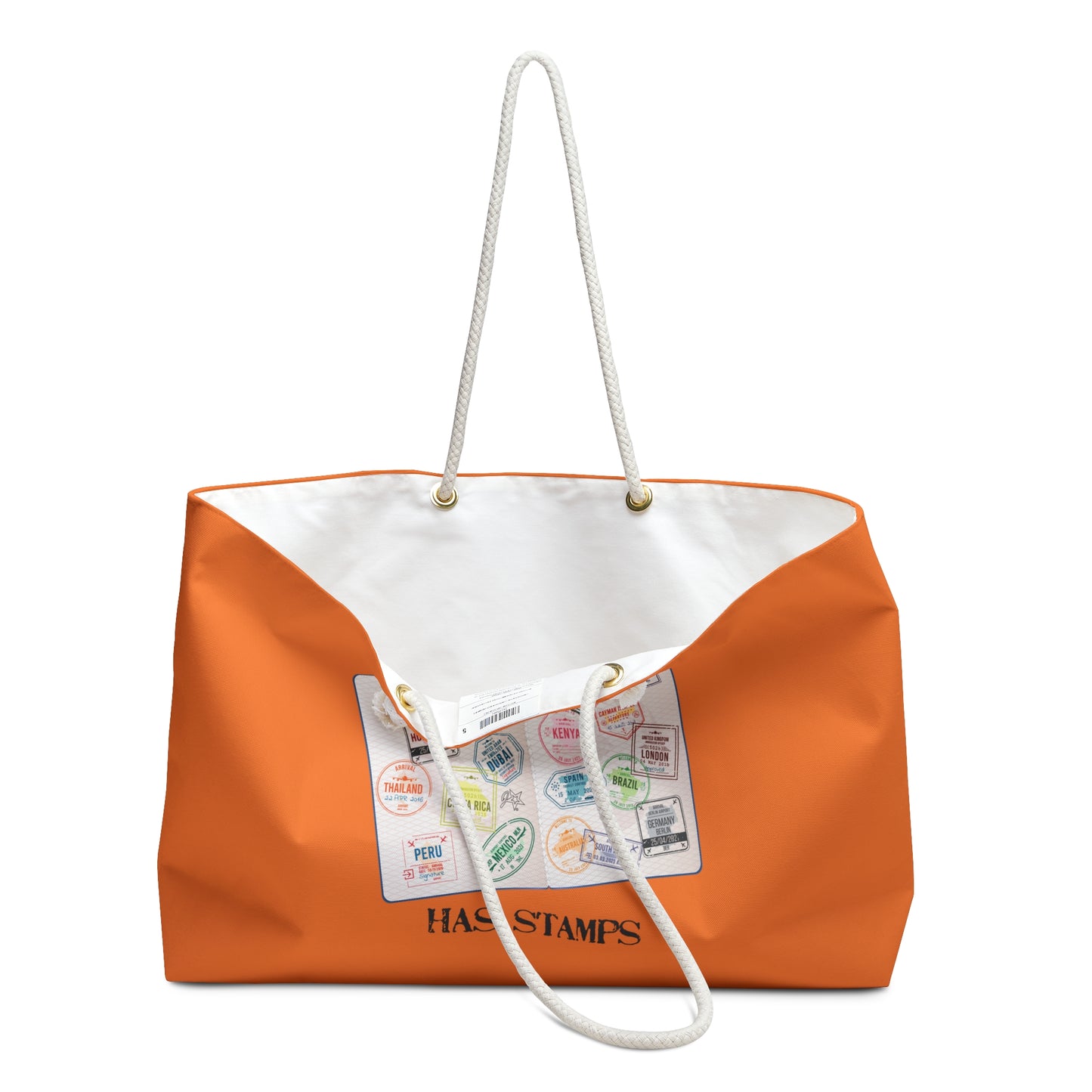 Travel Lover's Weekender Bag ORANGE - 'My Passport Has Stamps'