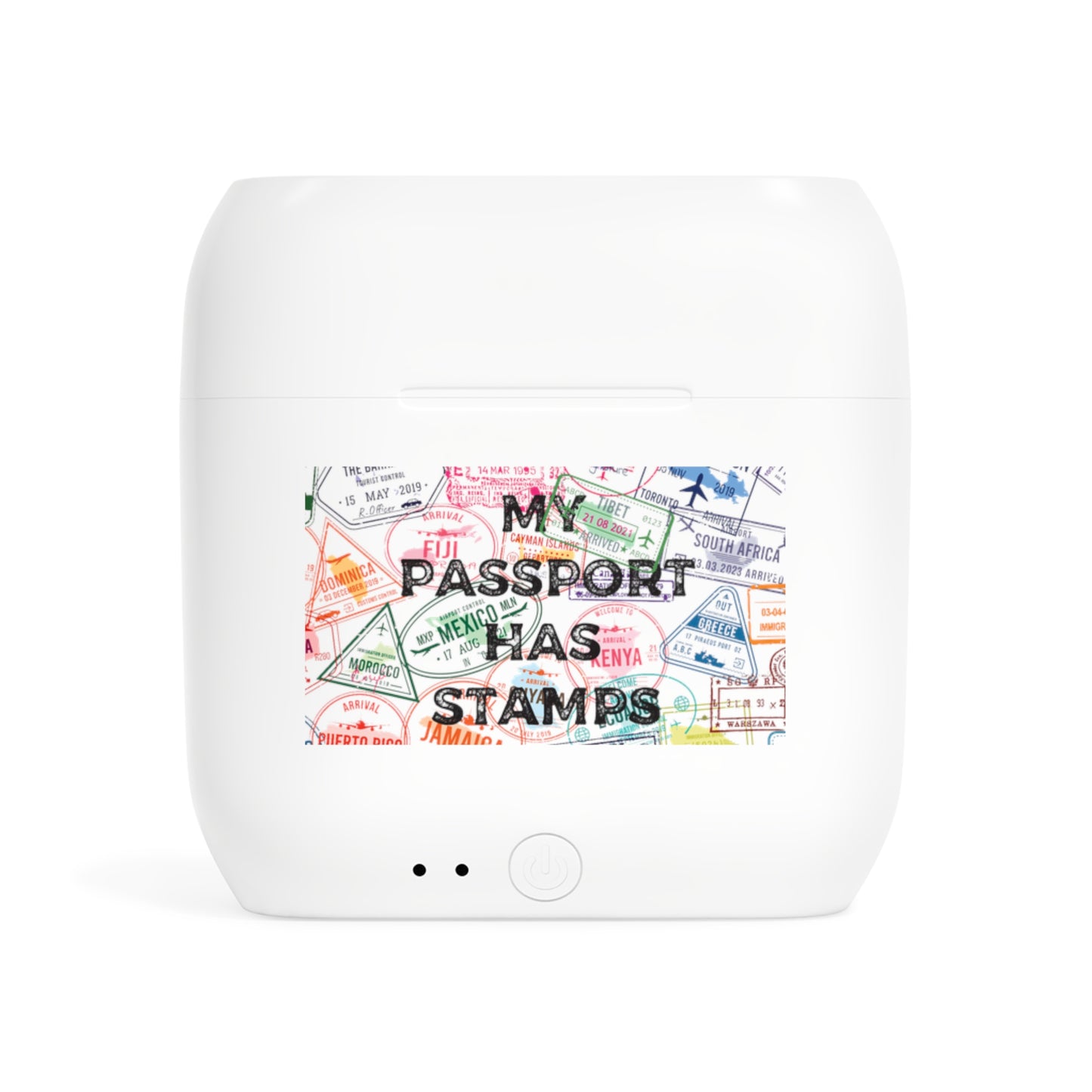 Travel-Inspired Wireless Earbuds Case - "My Passport Has Stamps" Design