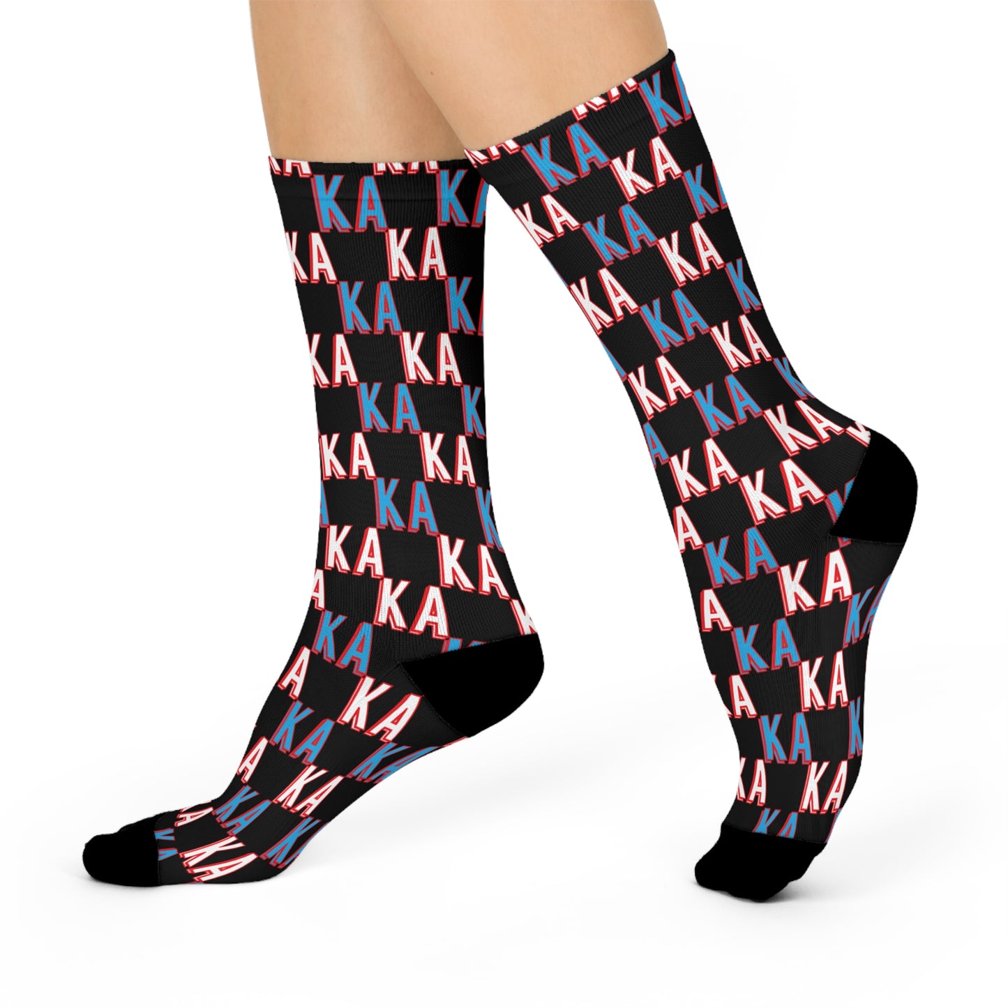 Fun Cushioned Crew Socks - Bold 'KA' Pattern - Perfect for Casual Wear & Creative Style