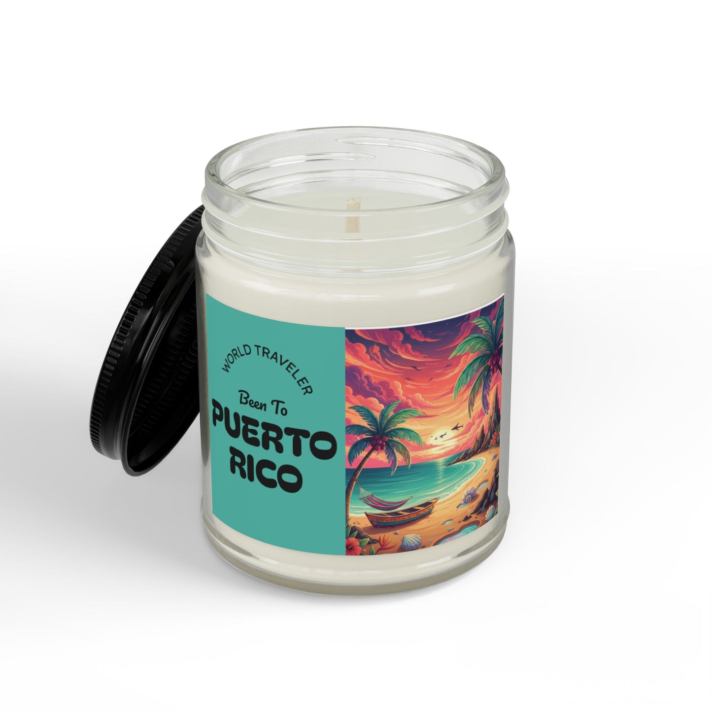 Been to Puerto Rico Candle | Scented Soy Candle with Black Lid