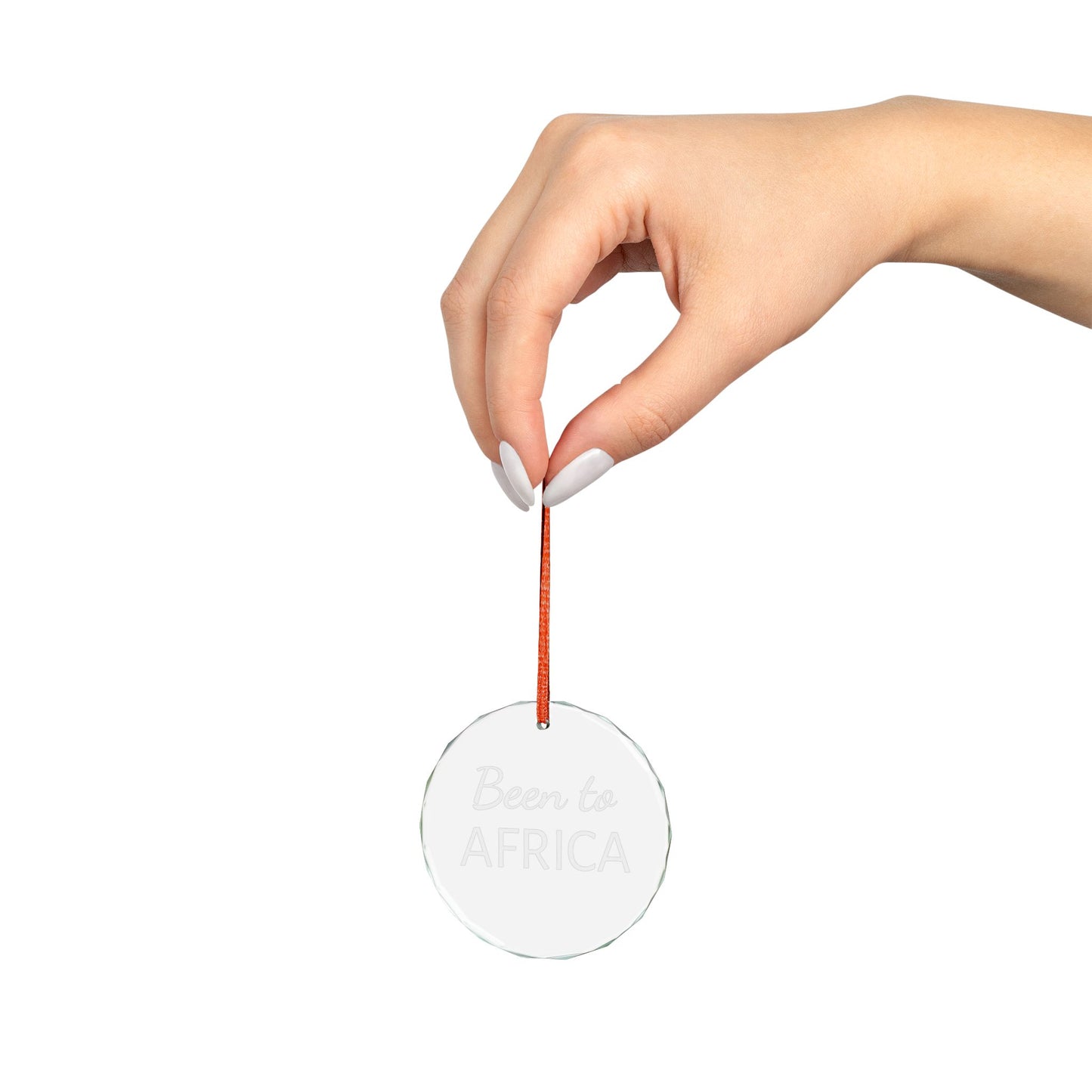Crystal Ornament — 'Been to AFRICA' Circle-Shaped Glass Travel Keepsake, Christmas tree ornament