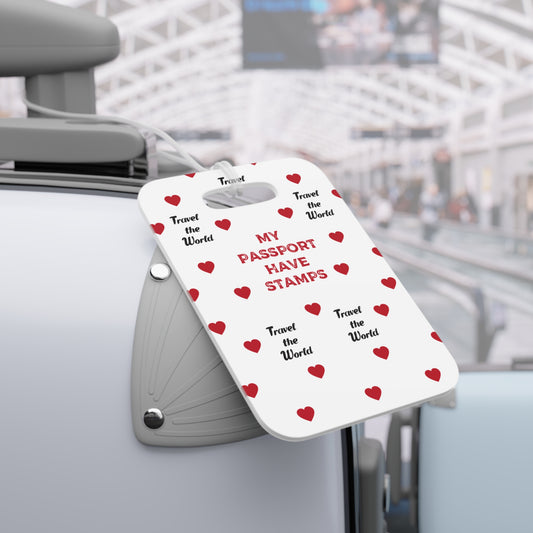 Valentines Day Edition Travel Luggage Tags with Heart Design - "My Passport Have Stamps" - Perfect for Travel Lovers