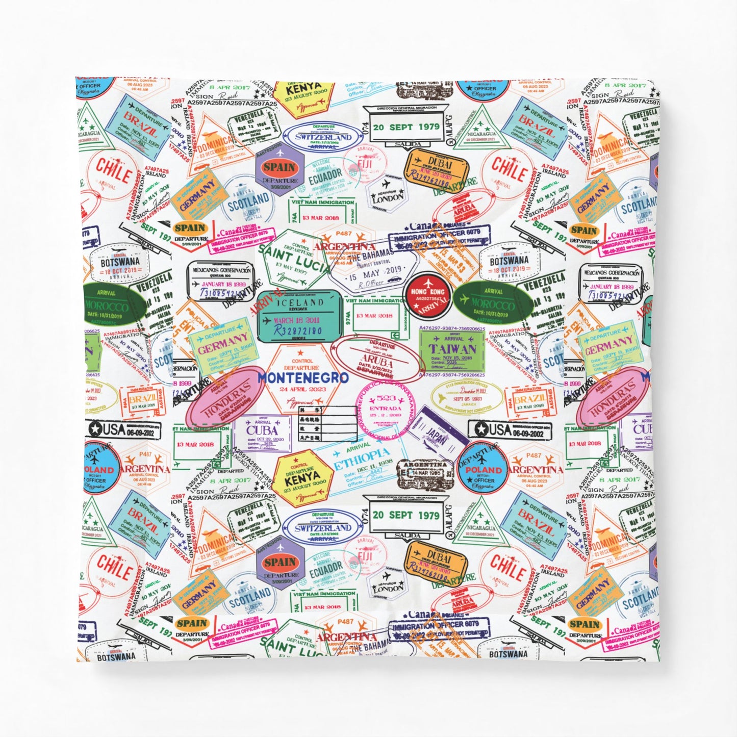 Passport Stamp Pattern Comforter | Travel Collage Bedding