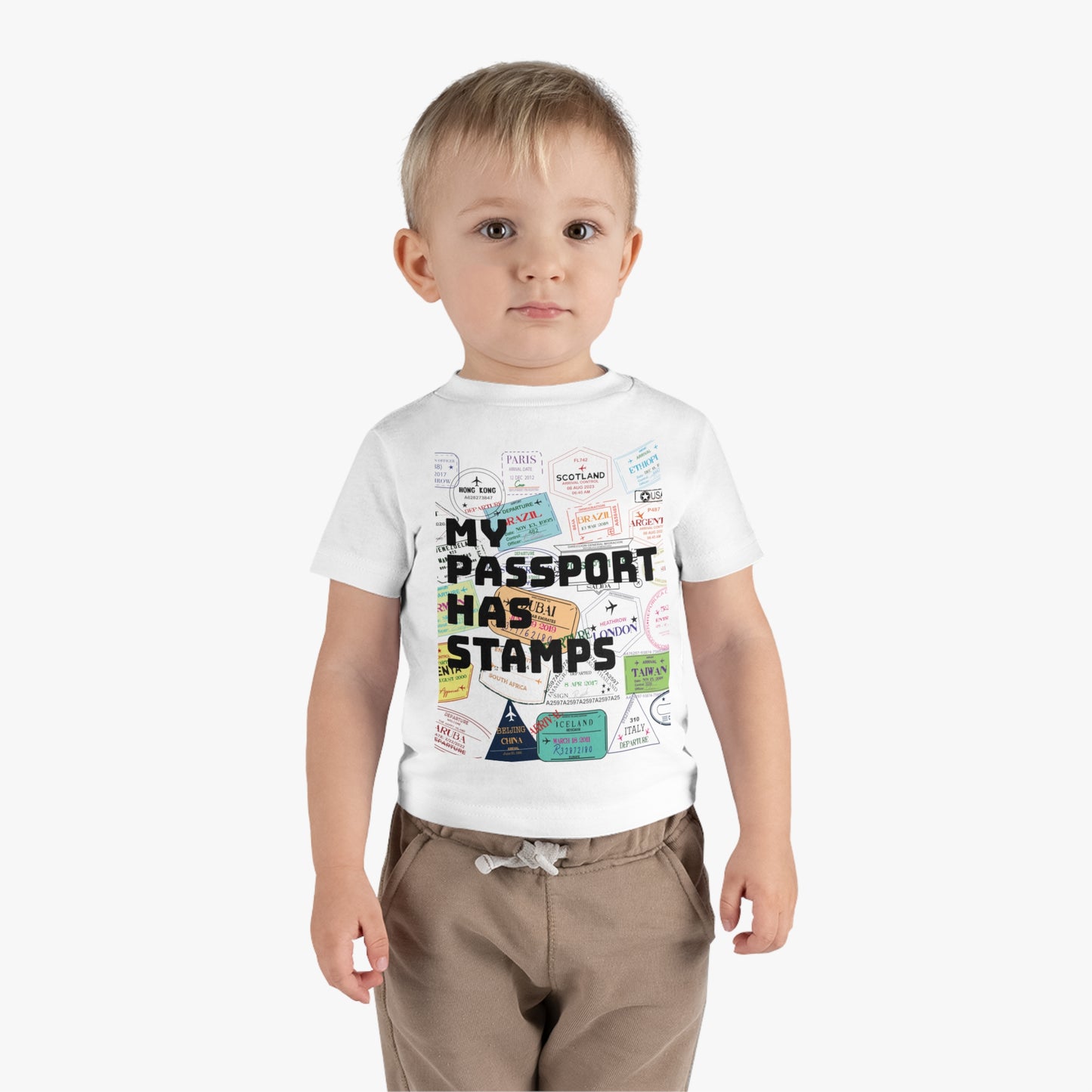 Adventurous Infant Cotton Jersey Tee - "My Passport Has Stamps"