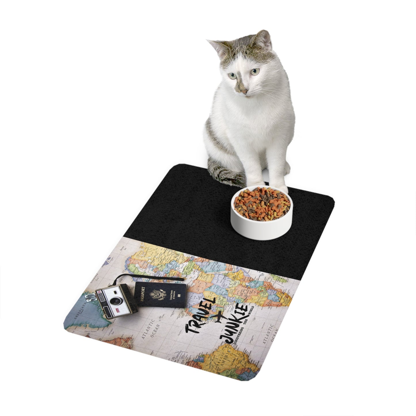 Travel Junkie Pet Food Mat - Stylish 12x18 Dog Feeding Mat