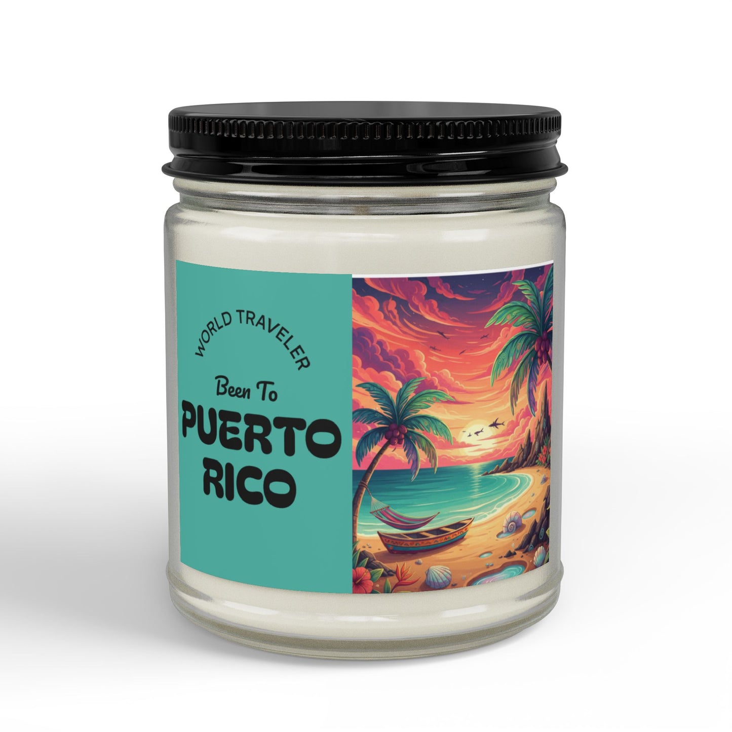 Been to Puerto Rico Candle | Scented Soy Candle with Black Lid
