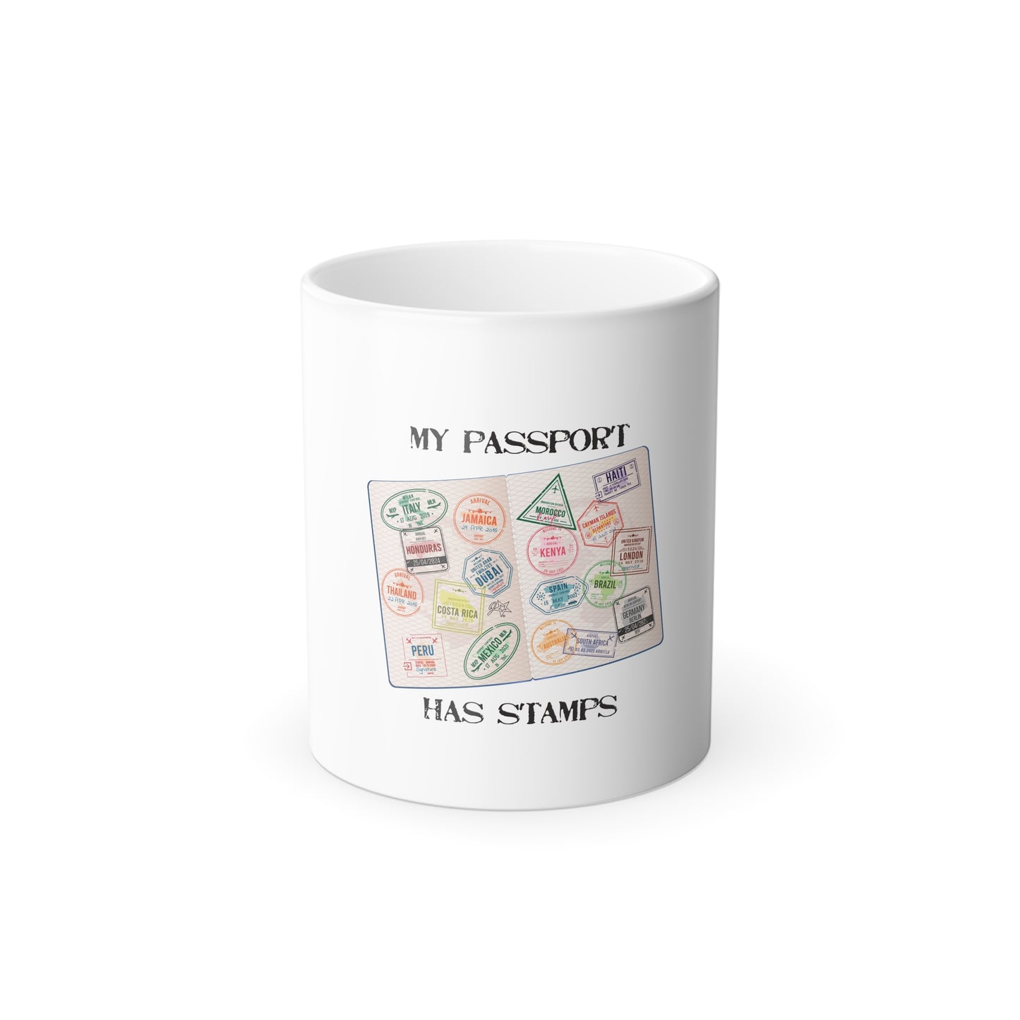 Color Morphing Travel Mug - "My Passport Has Stamps" - Perfect Gift for Adventurers