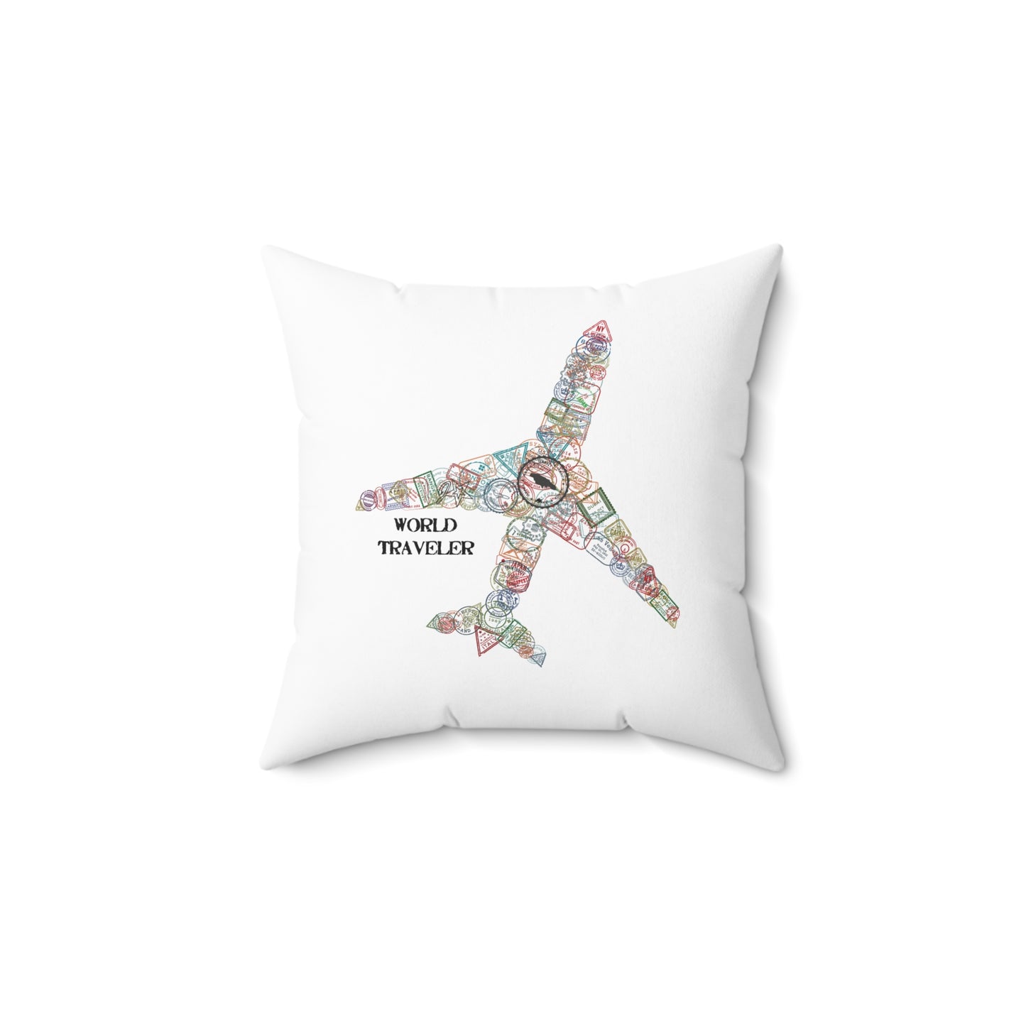 World Traveler Faux Suede Pillow - Travel-Themed Home Decor