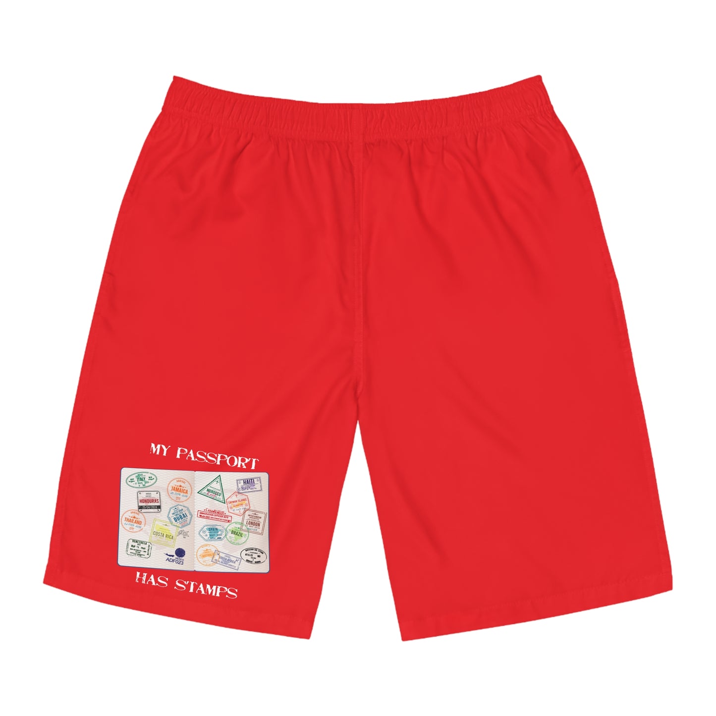 Men's Board Shorts - "My Passport Has Stamps" Travel Vibe Swimwear